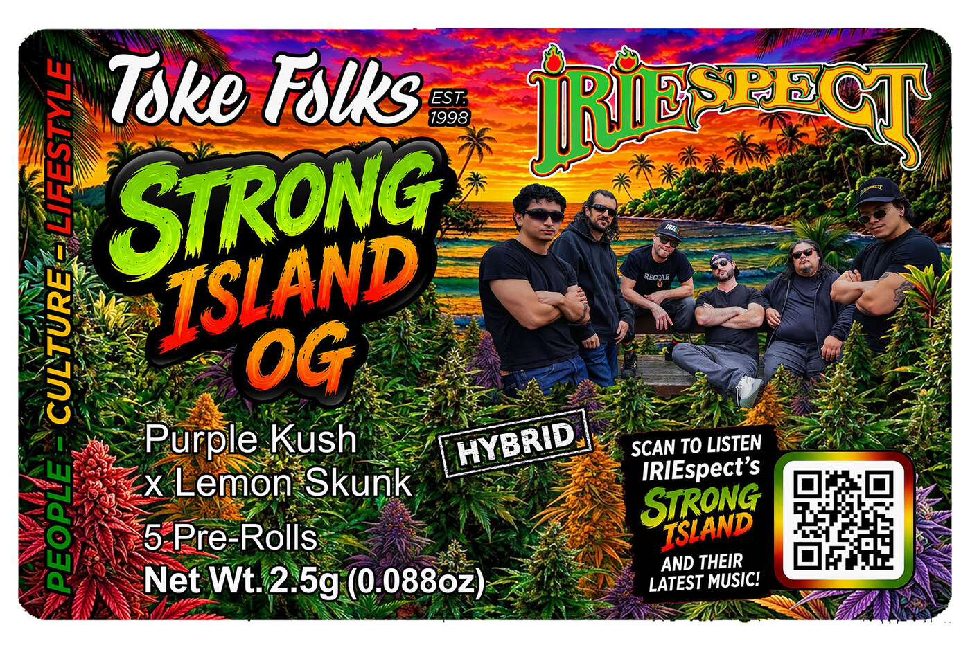 Strong Island OG — Purple Kush x Lemon Skunk pre-roll tin label