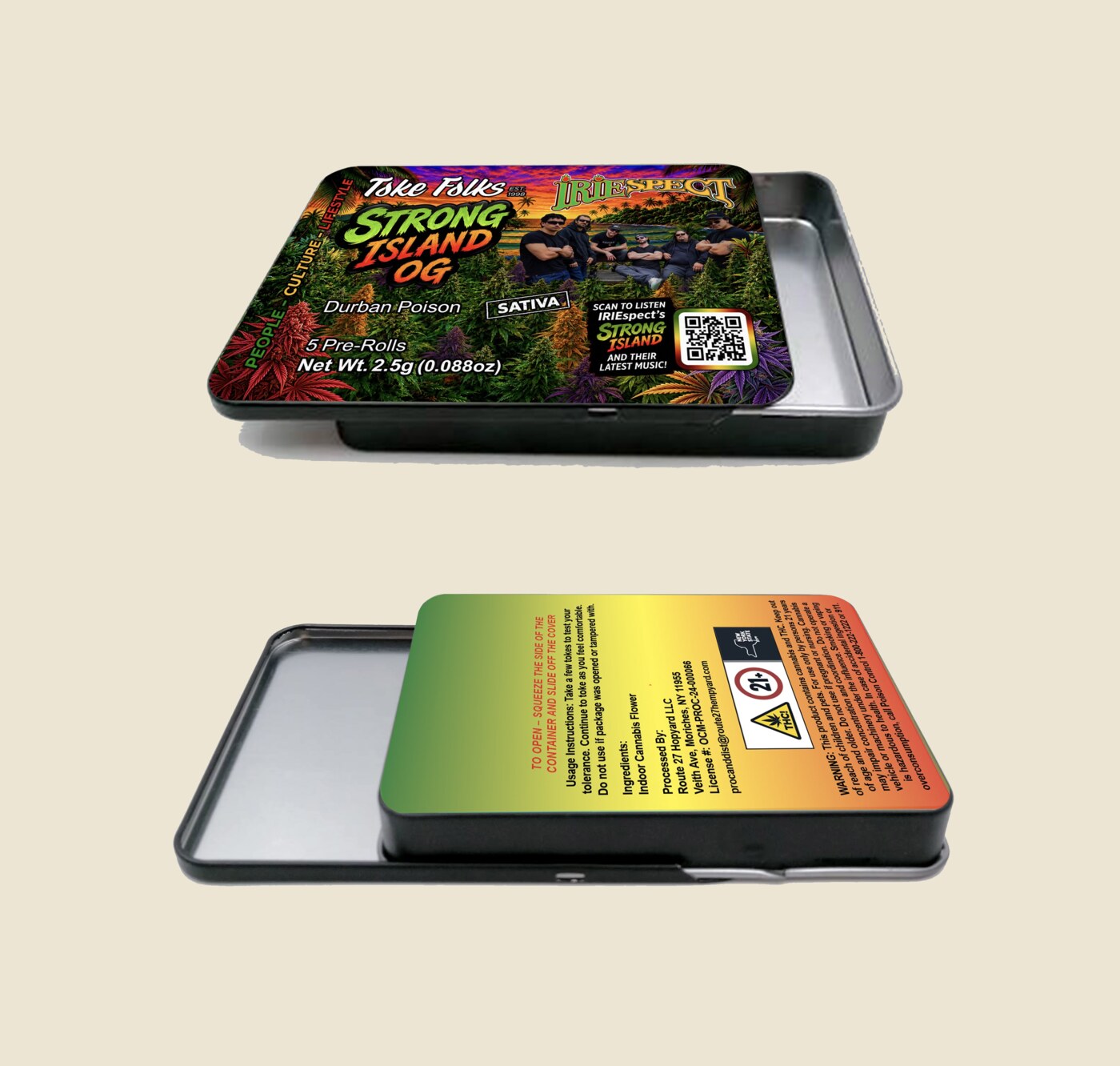 Toke Folks x IRIESPECT — Strong Island OG pre-roll tin